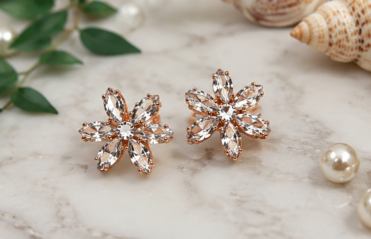 Sparkling Zirconia Floral Studs
