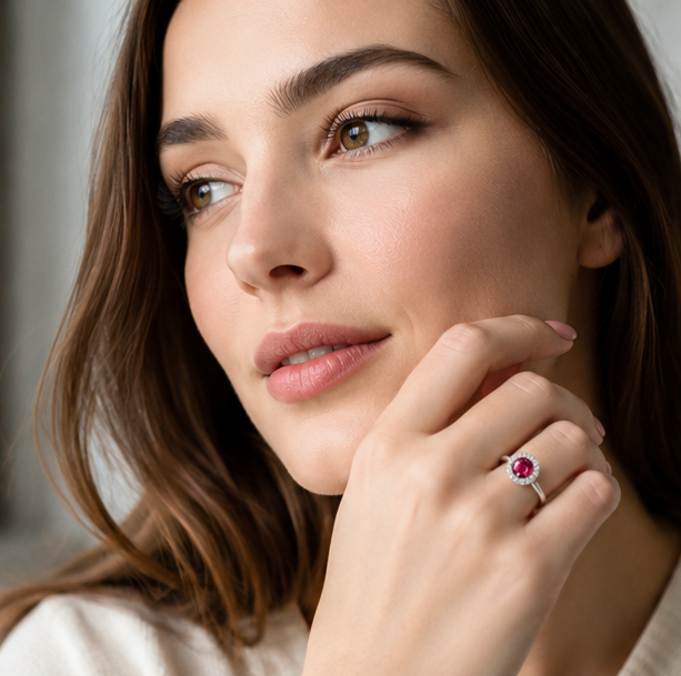 PINK RHINESTONE AD RING