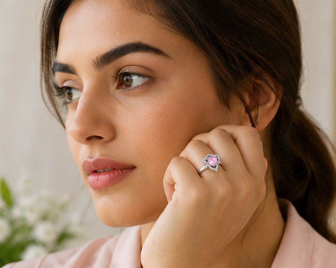 PINK RHINESTONE AD RING