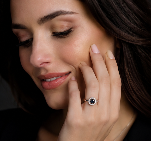 BLACK RHINESTONE AD RING
