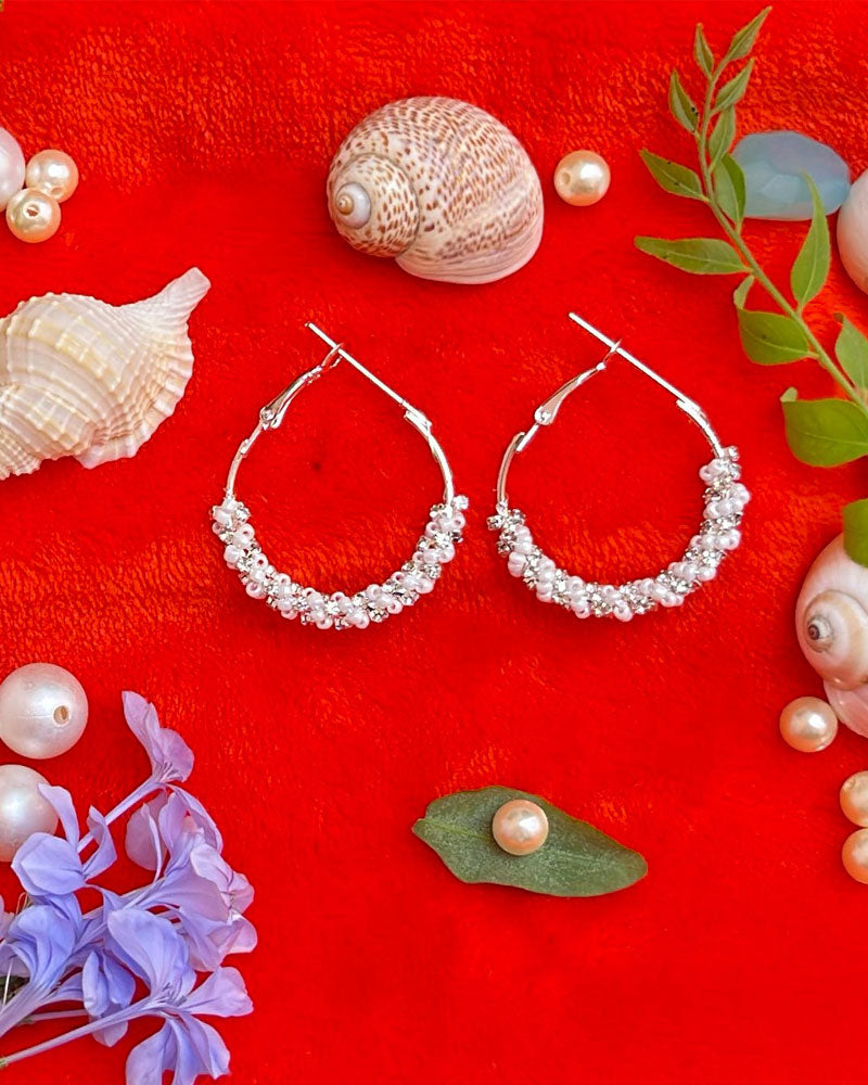 Silver Beaded Hoop earring