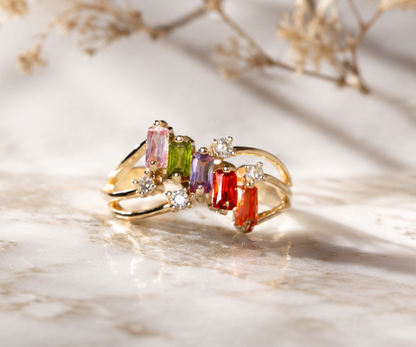 MULTI-COLOR STONE AD RING