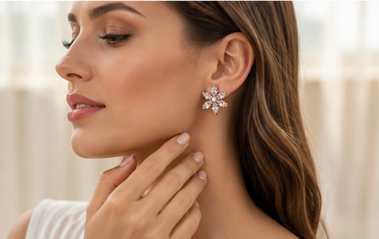 Sparkling Zirconia Floral Studs