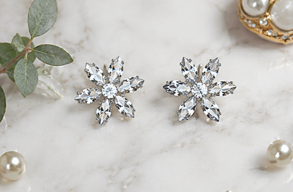 Sparkling Zirconia Floral Studs