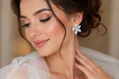 Sparkling Zirconia Floral Studs