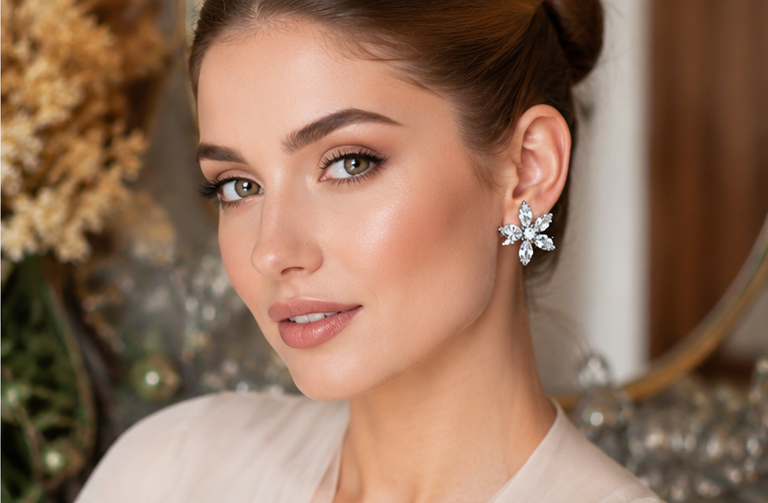 Sparkling Zirconia Floral Studs