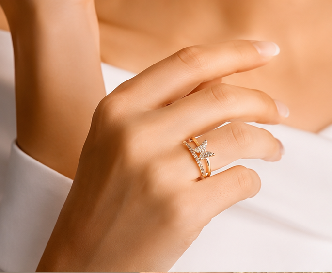 Crystal Butterfly Ring