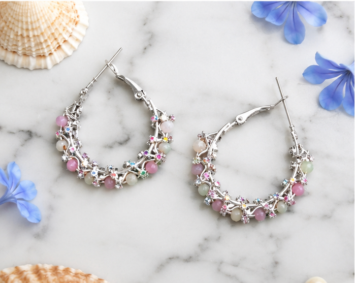 BEADED HOOP EARRING