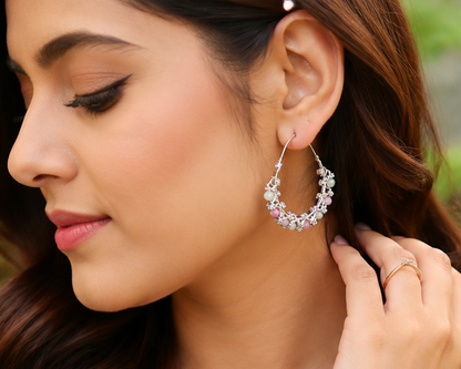 BEADED HOOP EARRING
