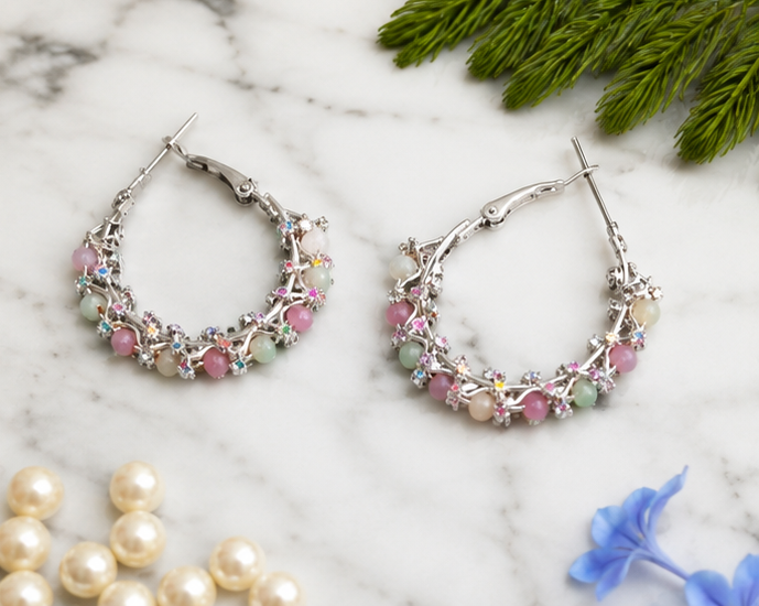 BEADED HOOP EARRING