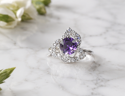 BLUE RHINESTONE AD RING