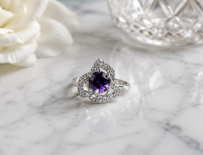 BLUE RHINESTONE AD RING
