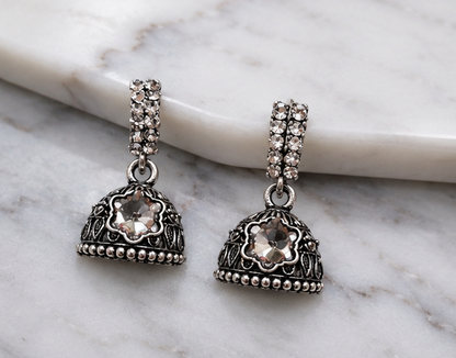 Antique Finish Crystal Jhumki
