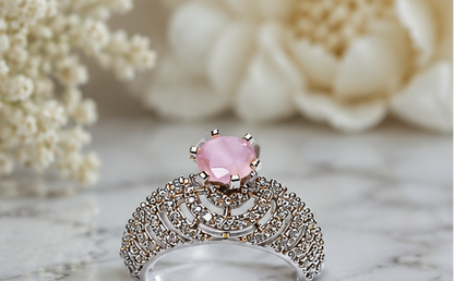 PINK RHINESTONE AD RING