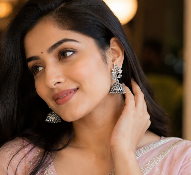 Leaf Design Drop Dangle Jhumki