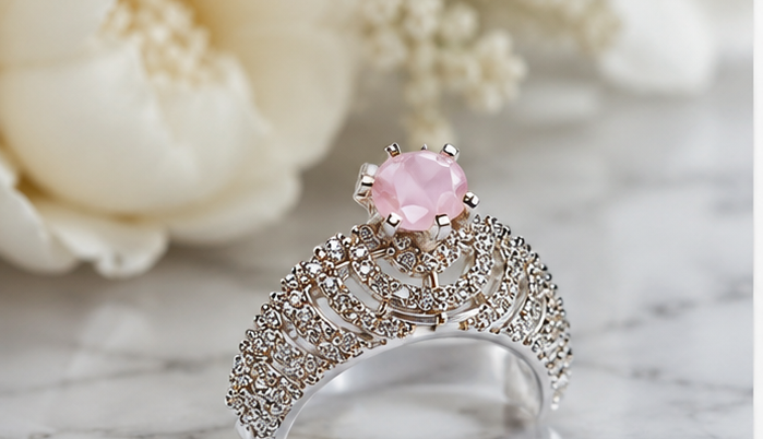 PINK RHINESTONE AD RING