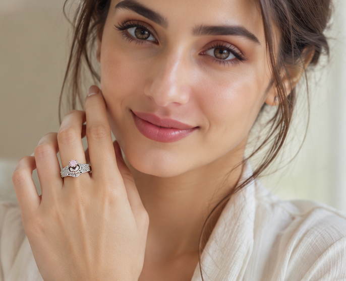 PINK RHINESTONE AD RING