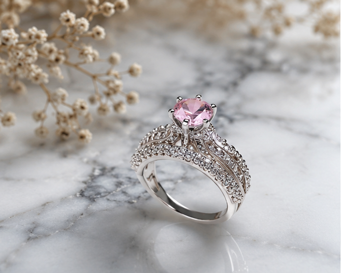 PINK RHINESTONE AD RING