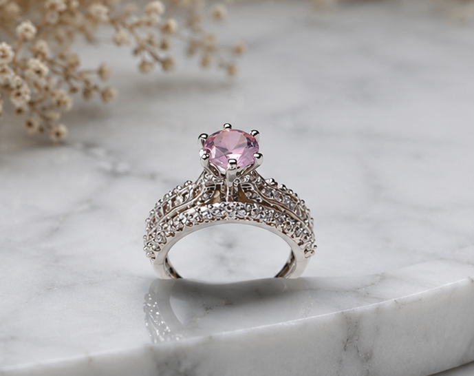 PINK RHINESTONE AD RING