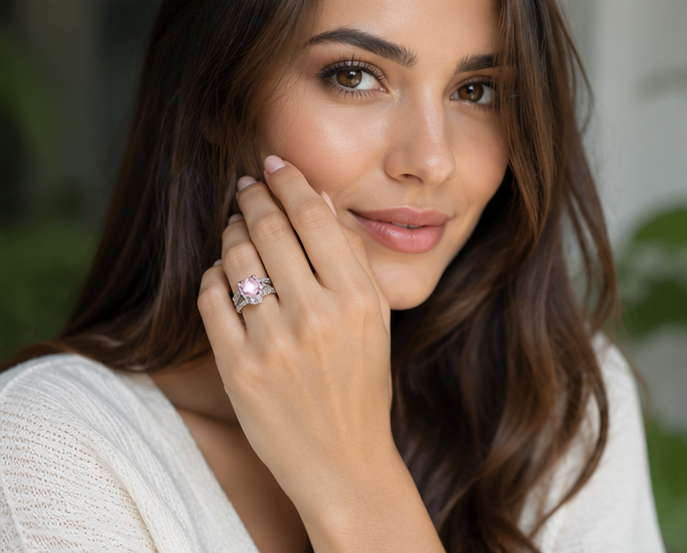 PINK RHINESTONE AD RING