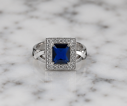 BLUE RHINESTONE AD RING