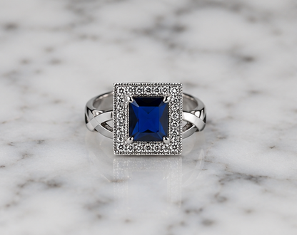 BLUE RHINESTONE AD RING