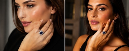 BLUE RHINESTONE AD RING