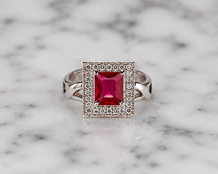 RED RHINESTONE AD RING
