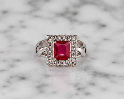 RED RHINESTONE AD RING