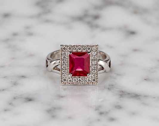 RED RHINESTONE AD RING