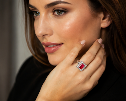 RED RHINESTONE AD RING