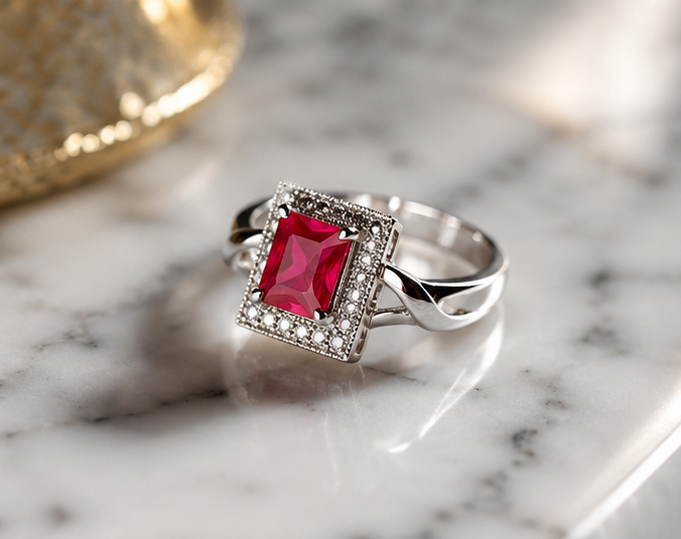 RED RHINESTONE AD RING