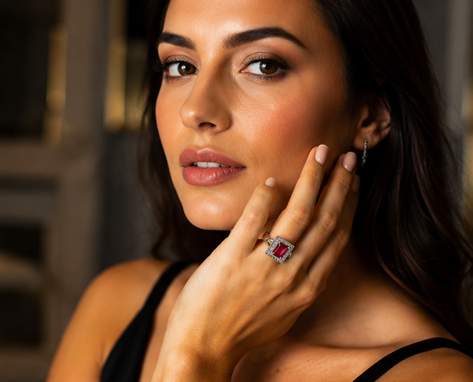 RED RHINESTONE AD RING