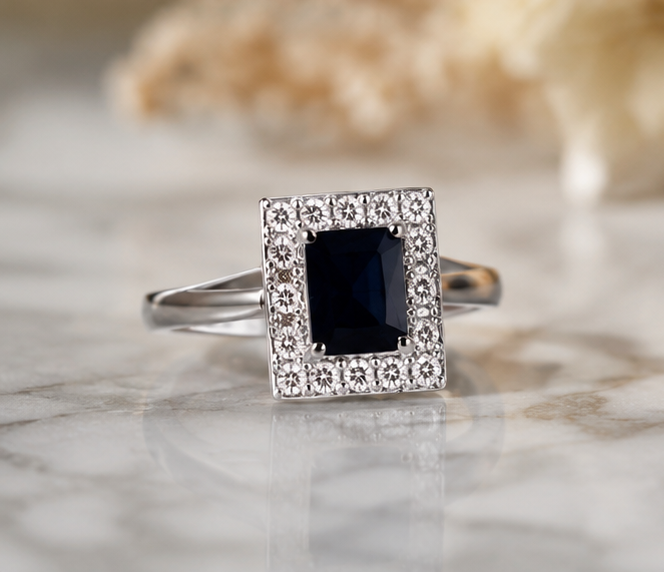 BLACK RHINESTONE AD RING