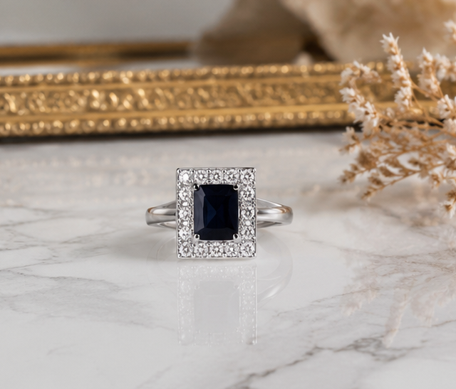 BLACK RHINESTONE AD RING