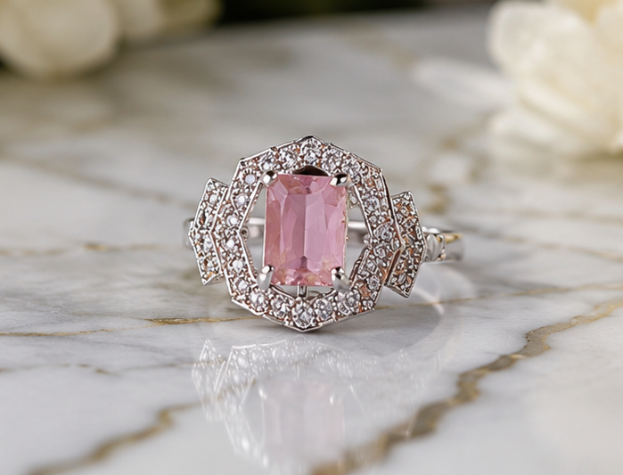 PINK RHINESTONE AD RING