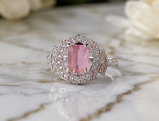 PINK RHINESTONE AD RING