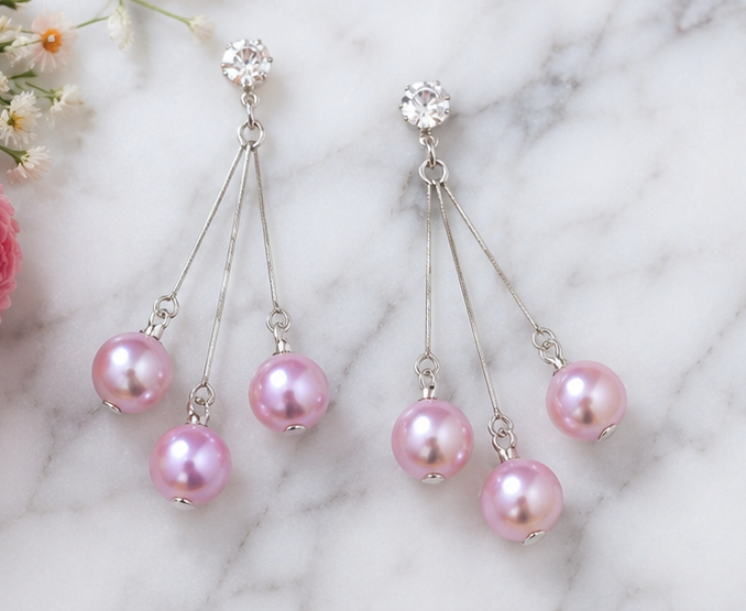 Triple Pearl Drop Earrings