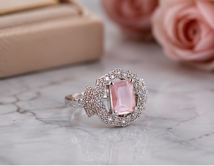 PINK RHINESTONE AD RING
