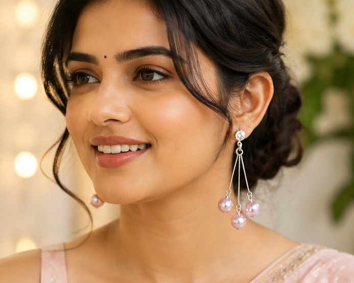 Triple Pearl Drop Earrings