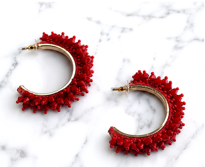 Red Beaded Hoop