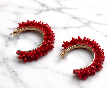 Red Beaded Hoop