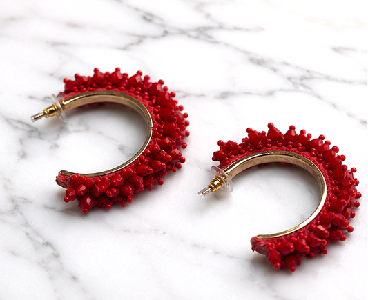 Red Beaded Hoop
