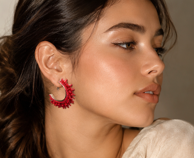 Red Beaded Hoop