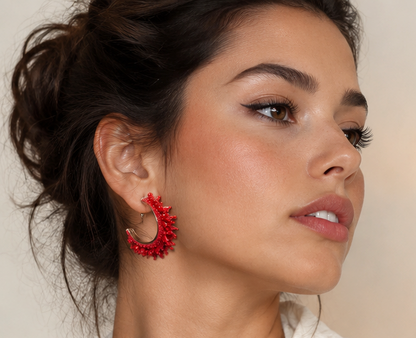 Red Beaded Hoop