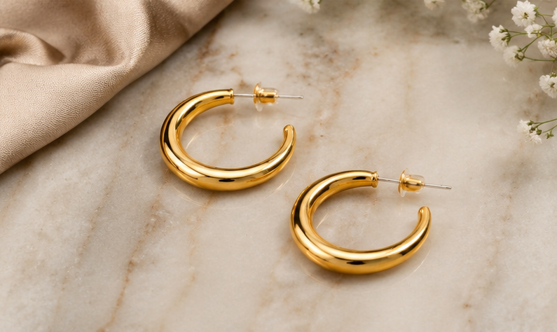 Contemporary Half Hoop Earring