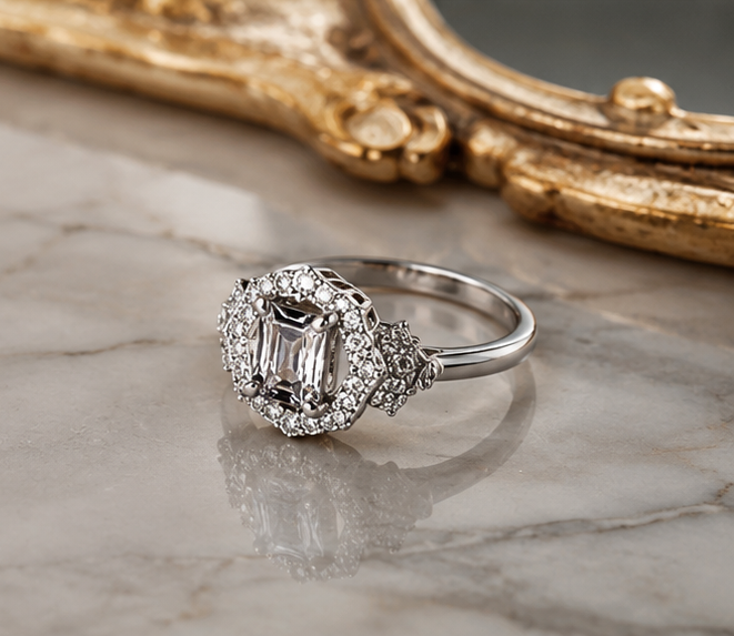 CLEAR RHINESTONE AD RING