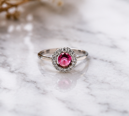PINK RHINESTONE AD RING