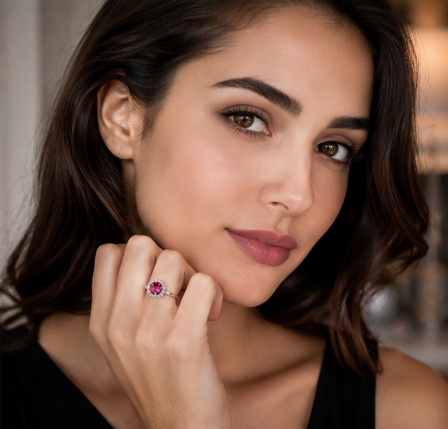 PINK RHINESTONE AD RING