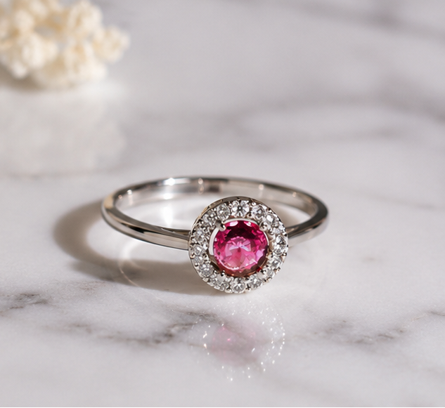 PINK RHINESTONE AD RING